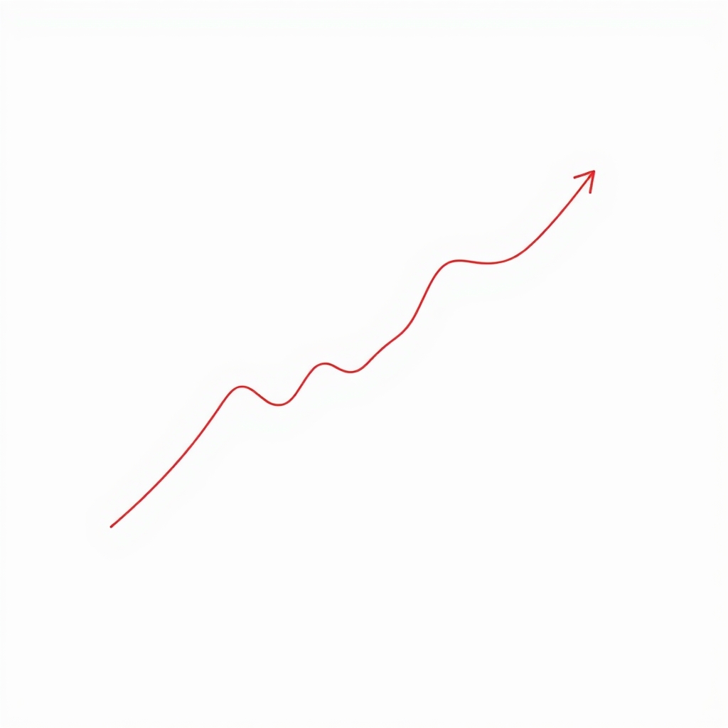Grafico finanziario astratto con una linea rossa su sfondo bianco.