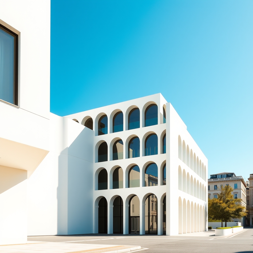Architettura moderna del quartiere EUR a Roma.