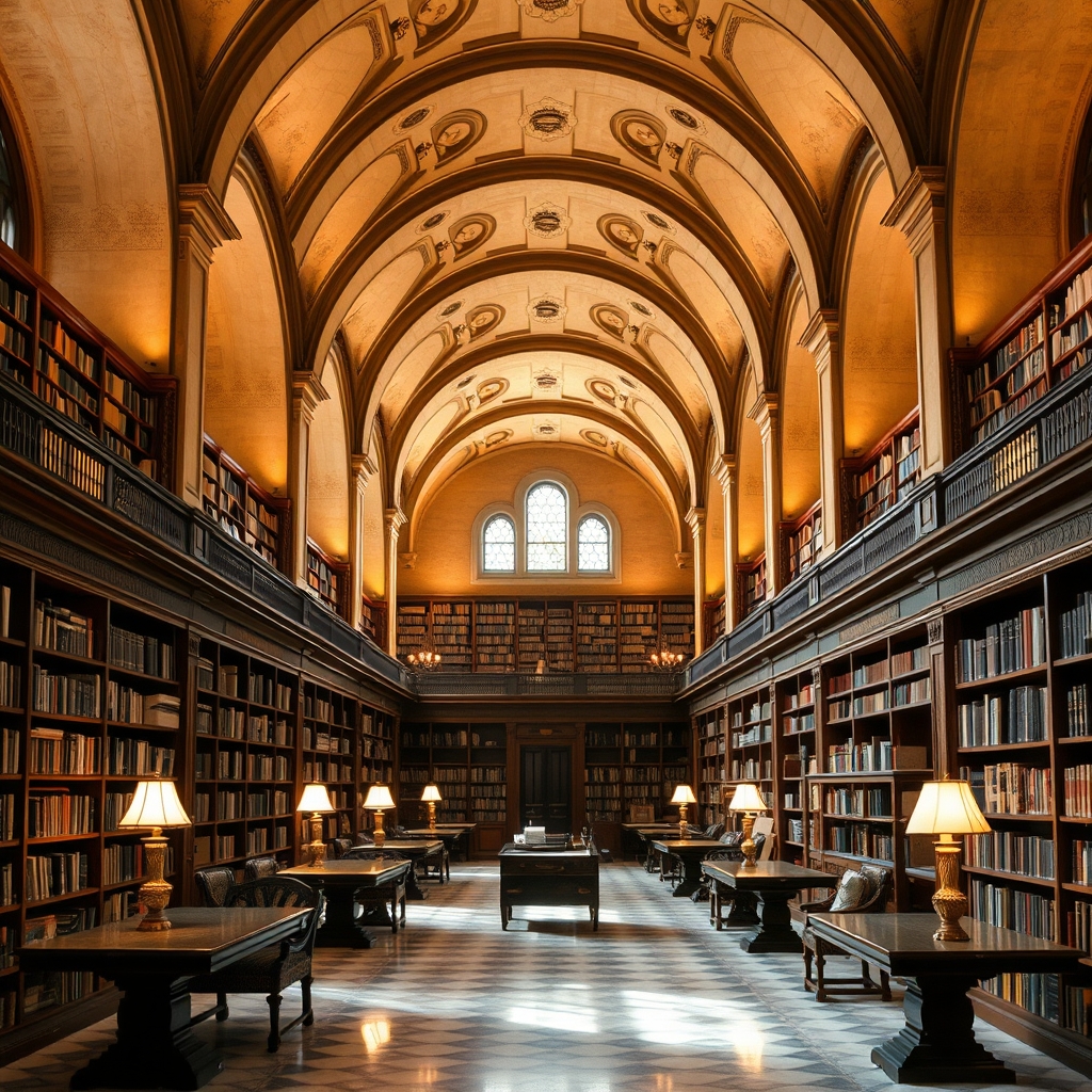 Sala di lettura di una storica biblioteca italiana.